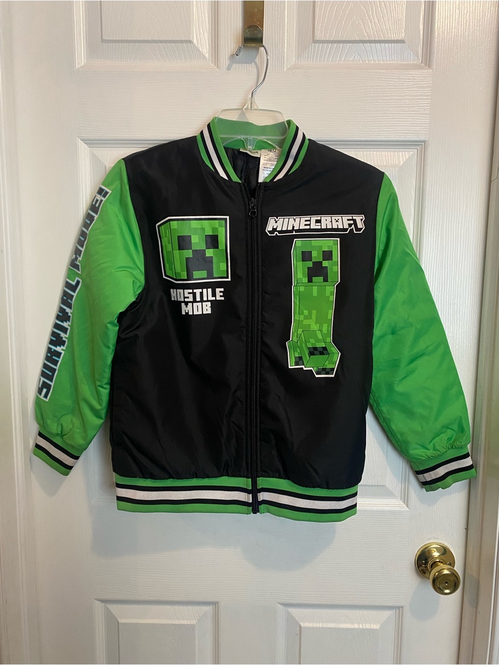 Minecraft Kids' Creeper Bomber Jacket - Green/Black